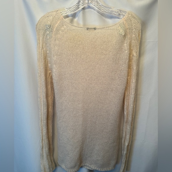 J. Crew Size Medium Boat Neck Cable Knit Soft Wool Mohair Dolce Sweater Ivory - Picture 5 of 8